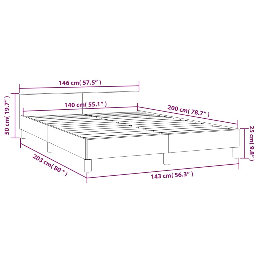 vidaXL Cama con cabecero sin colchón terciopelo rosa 140x200 cm