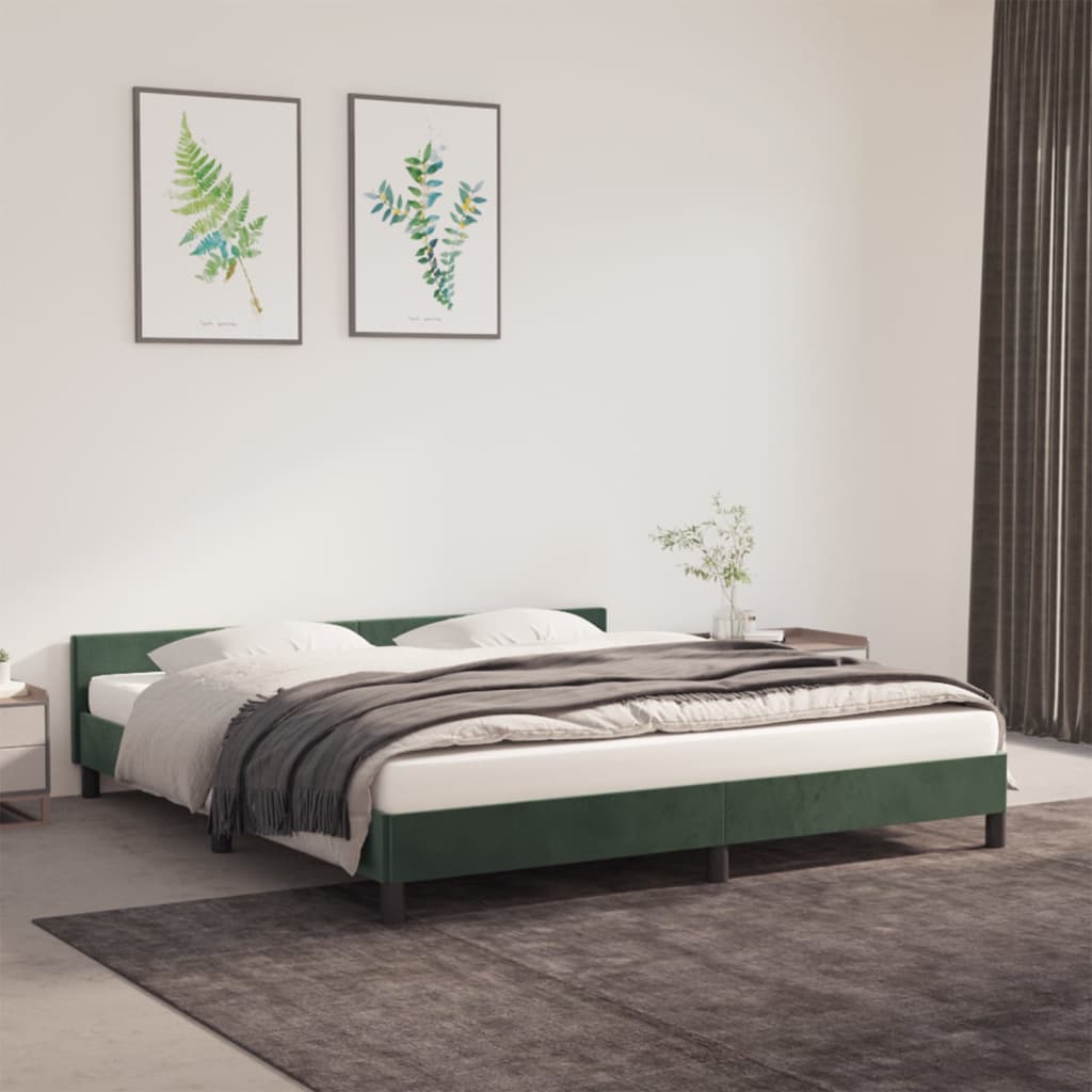 vidaXL Estructura cama sin colchón terciopelo verde oscuro 180x200 cm