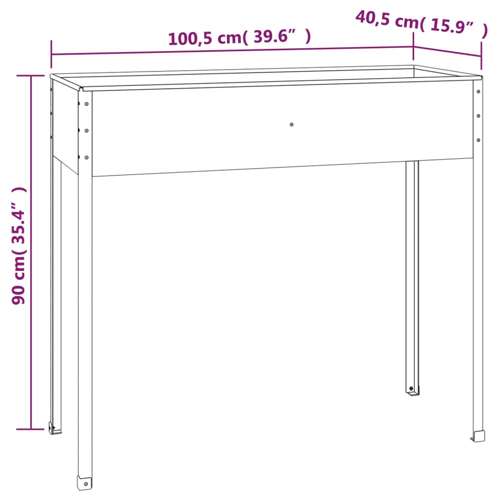 vidaXL Jardinera de acero galvanizado gris antracita 100,5x40,5x90 cm