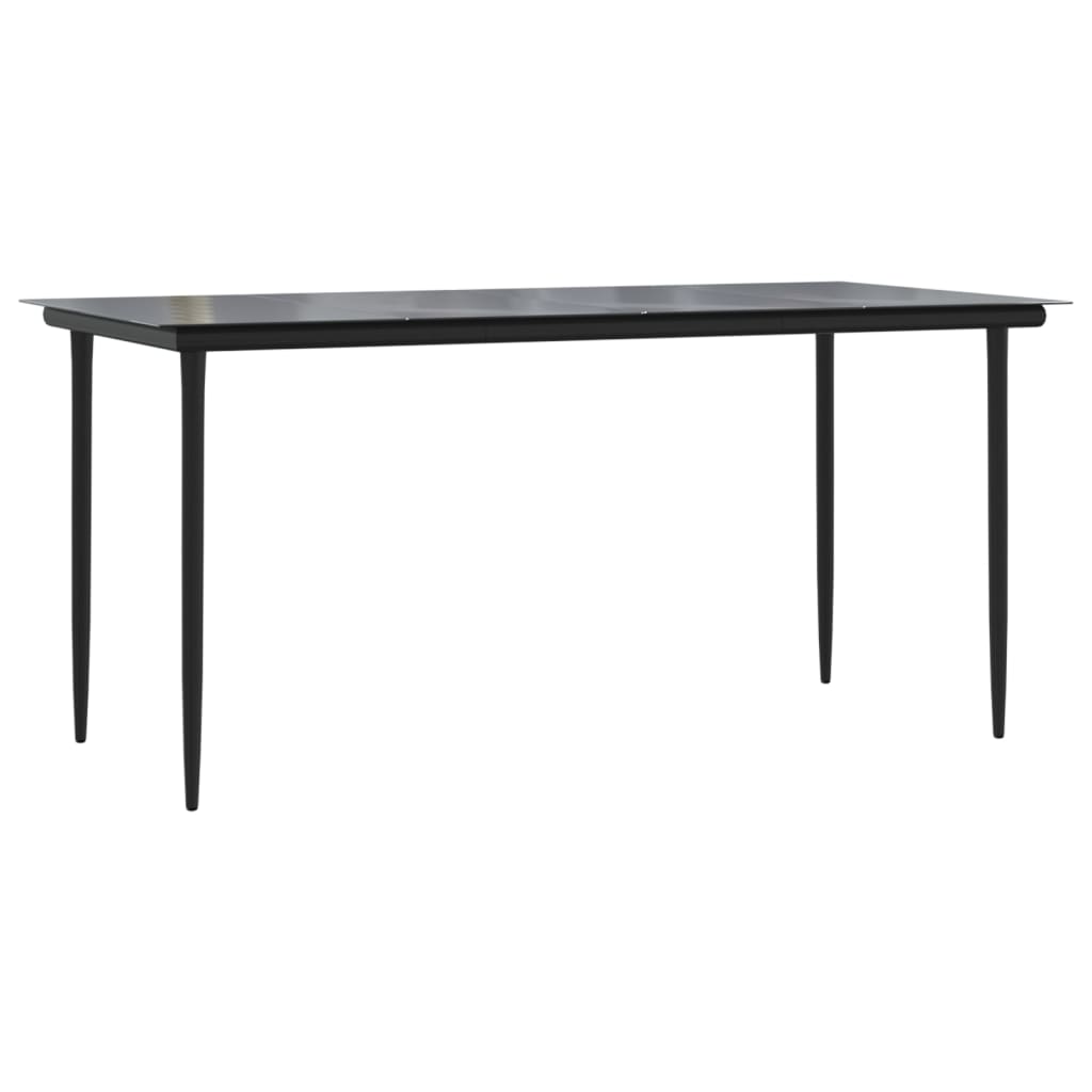 vidaXL Mesa comedor jardín acero y vidrio templado negro 160x80x74 cm