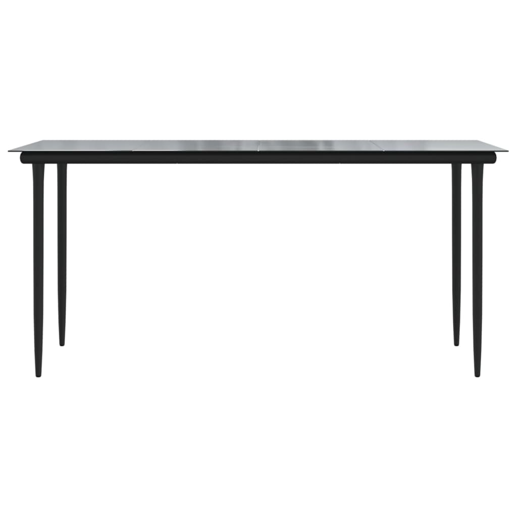 vidaXL Mesa comedor jardín acero y vidrio templado negro 160x80x74 cm