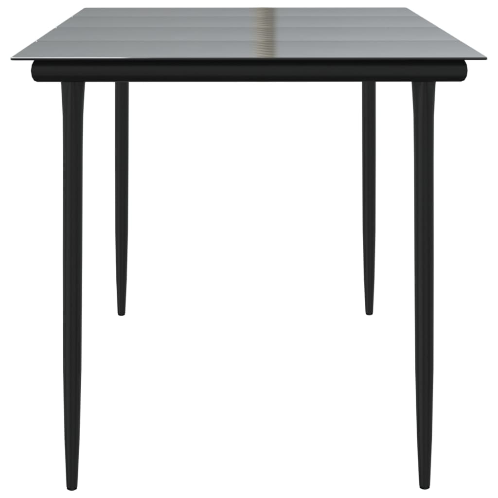 vidaXL Mesa comedor jardín acero y vidrio templado negro 160x80x74 cm