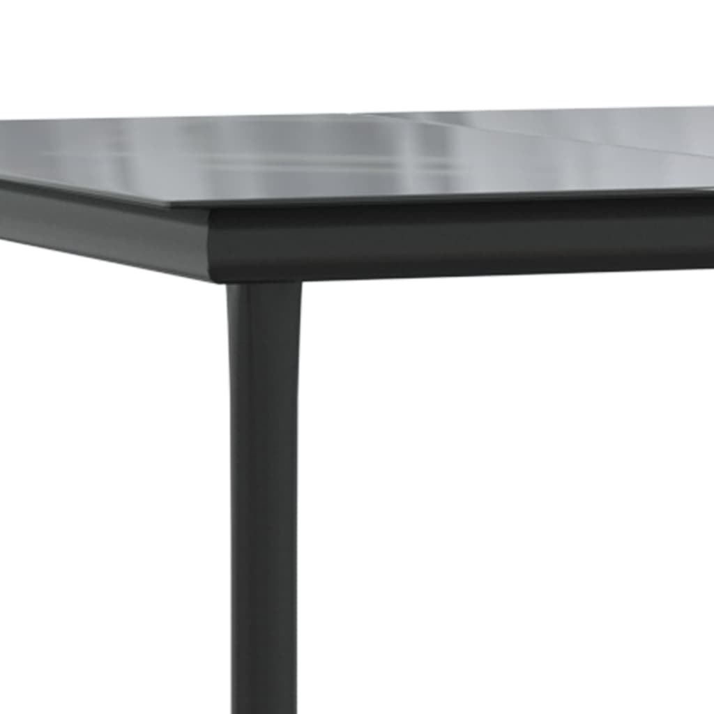 vidaXL Mesa comedor jardín acero y vidrio templado negro 160x80x74 cm