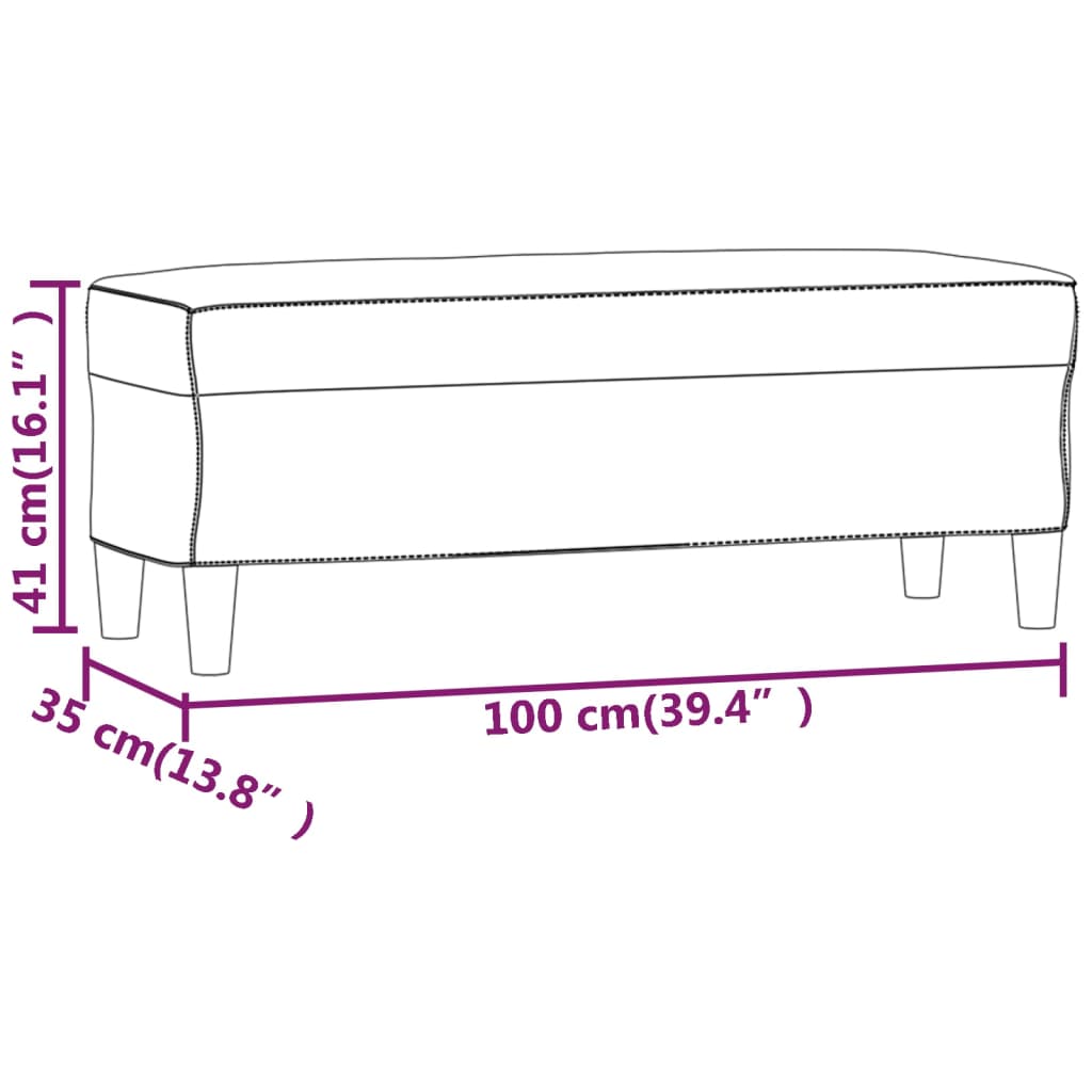 vidaXL Banco de tela gris taupe 100x35x41 cm