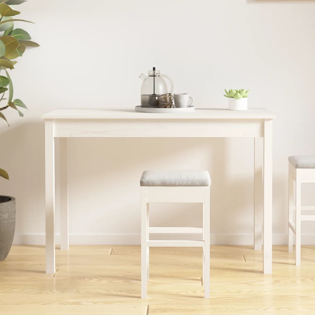 vidaXL Mesa de comedor madera maciza de pino blanca 110x55x75 cm