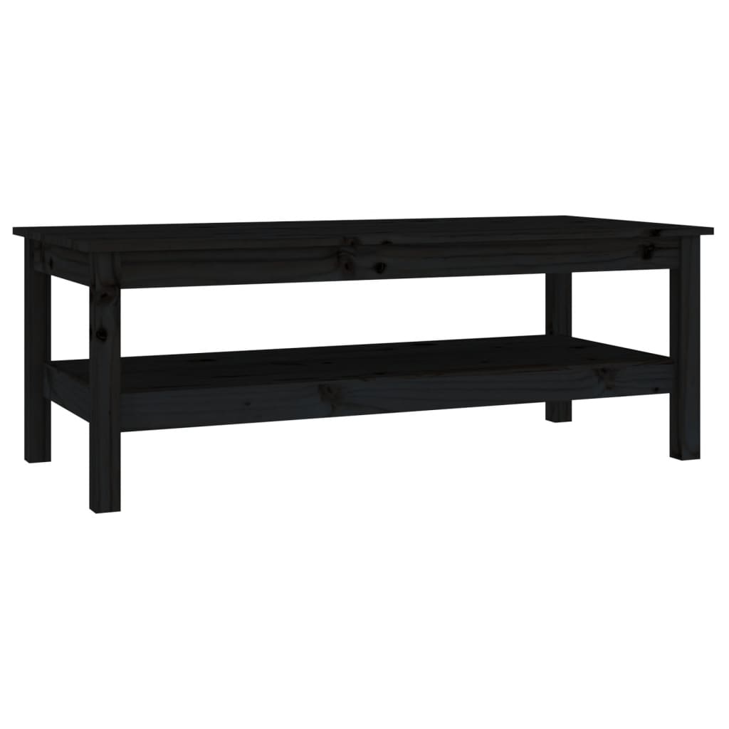 vidaXL Mesa de centro de madera maciza de pino negro 110x50x40 cm