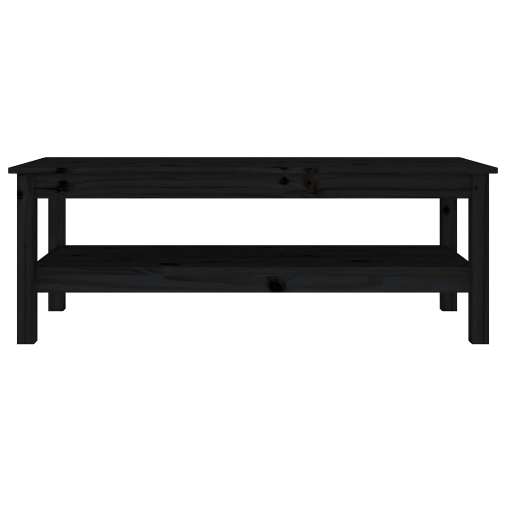 vidaXL Mesa de centro de madera maciza de pino negro 110x50x40 cm