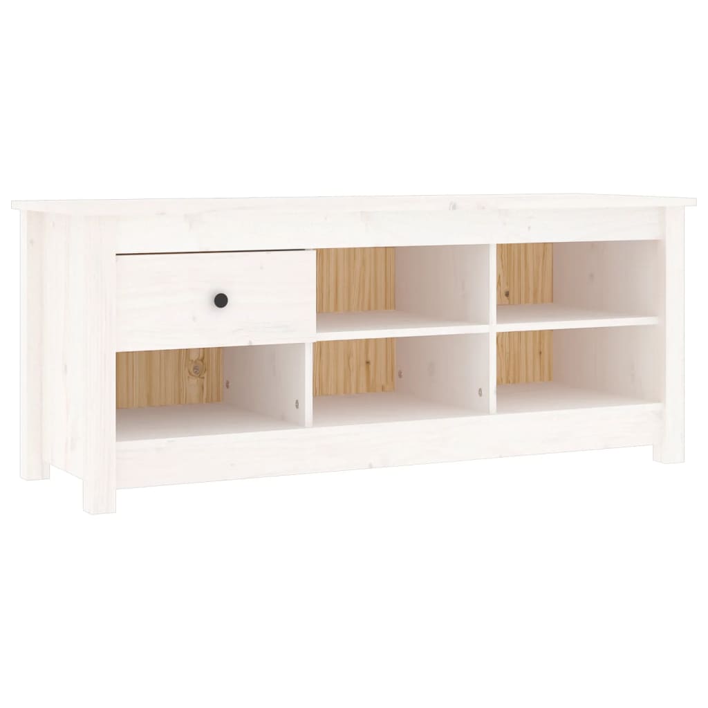 vidaXL Armario zapatero de madera maciza de pino blanco 110x38x45,5 cm