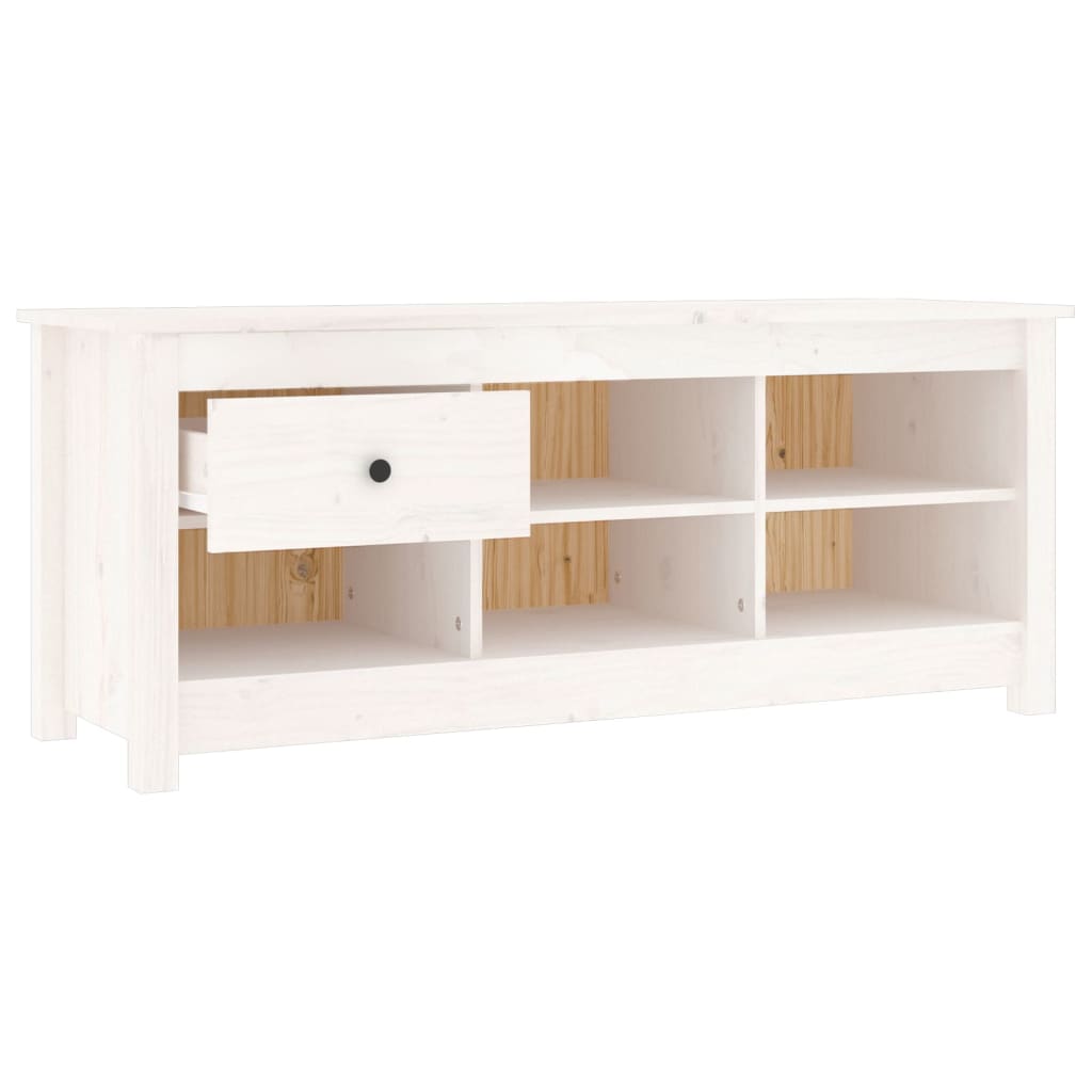 vidaXL Armario zapatero de madera maciza de pino blanco 110x38x45,5 cm