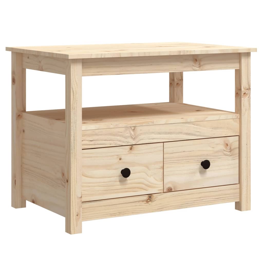 vidaXL Mesa de centro de madera maciza de pino 71x49x55 cm