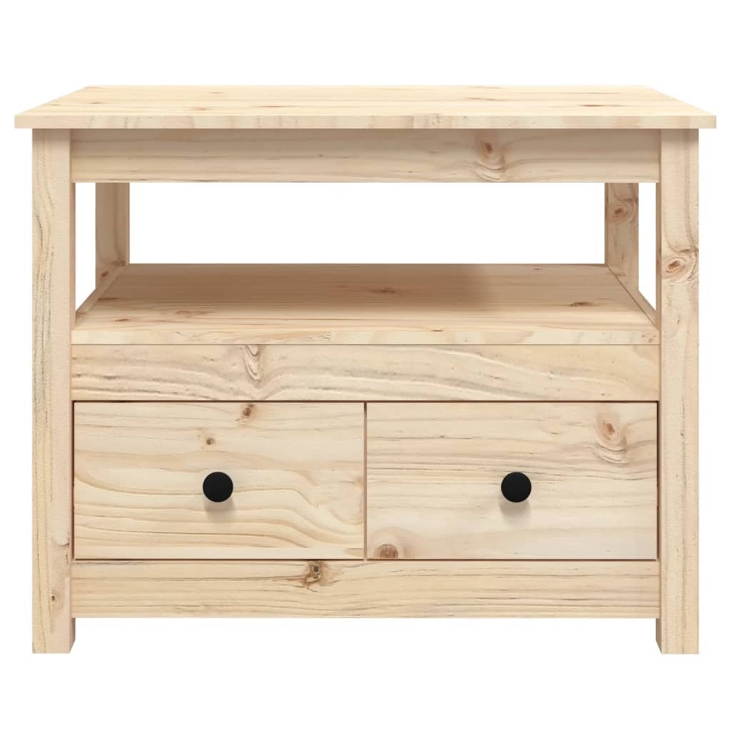 vidaXL Mesa de centro de madera maciza de pino 71x49x55 cm