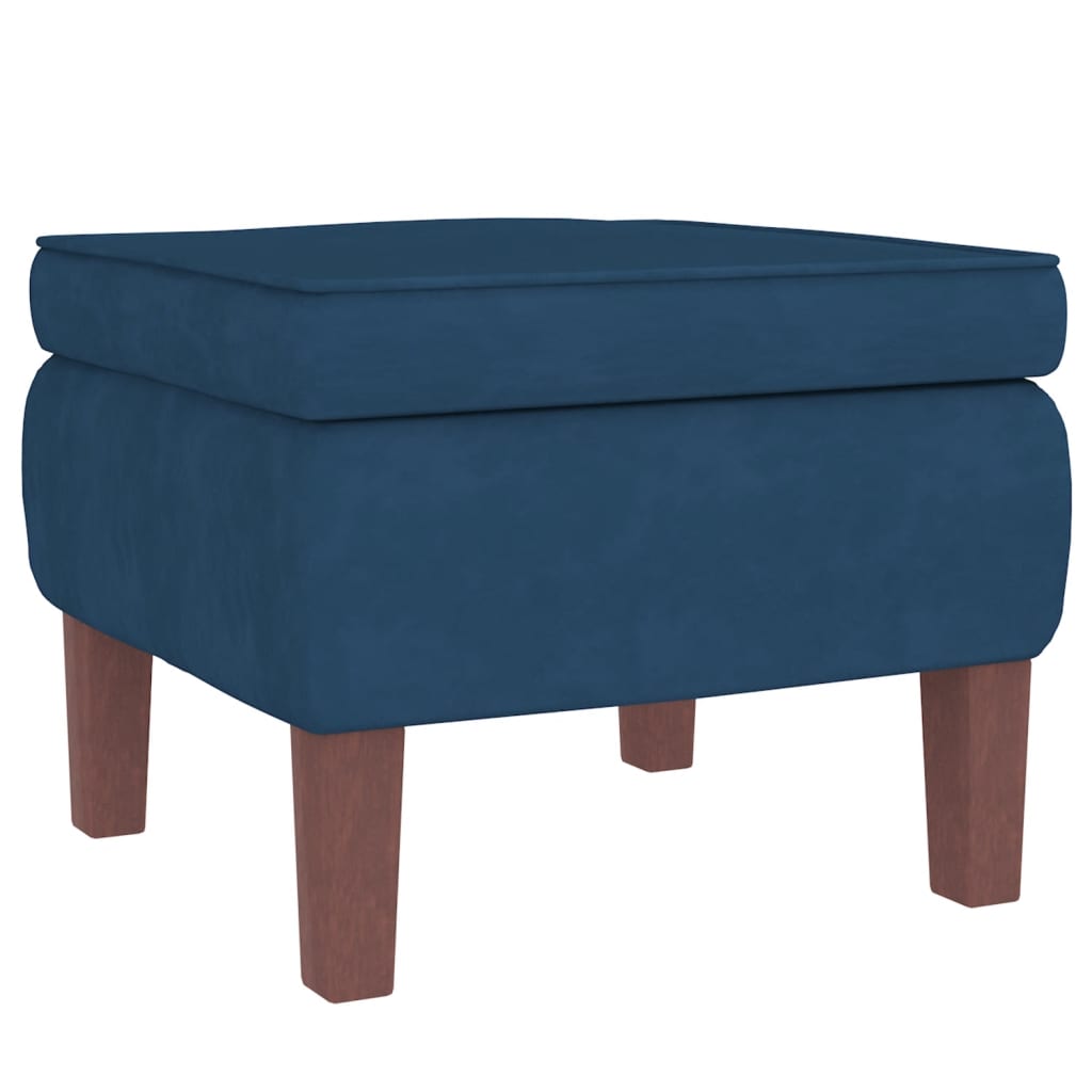 vidaXL Sillón mecedora patas madera y taburete terciopelo azul