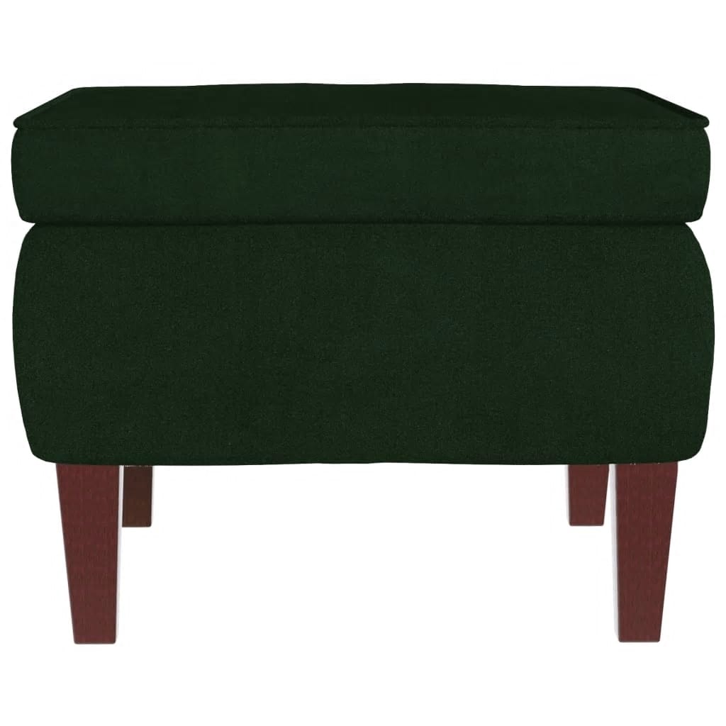 vidaXL Sillón mecedora patas madera y taburete terciopelo verde oscuro