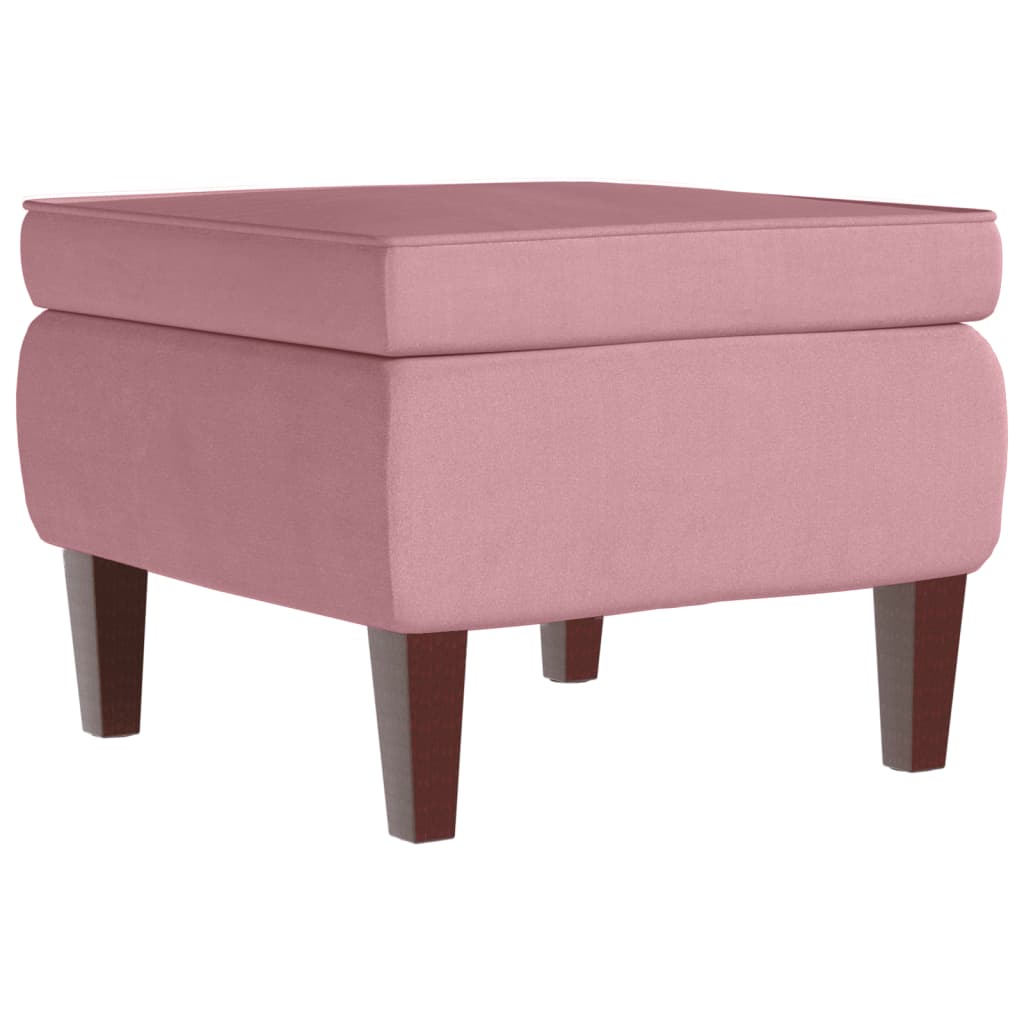 vidaXL Sillón mecedora patas madera y taburete terciopelo rosa