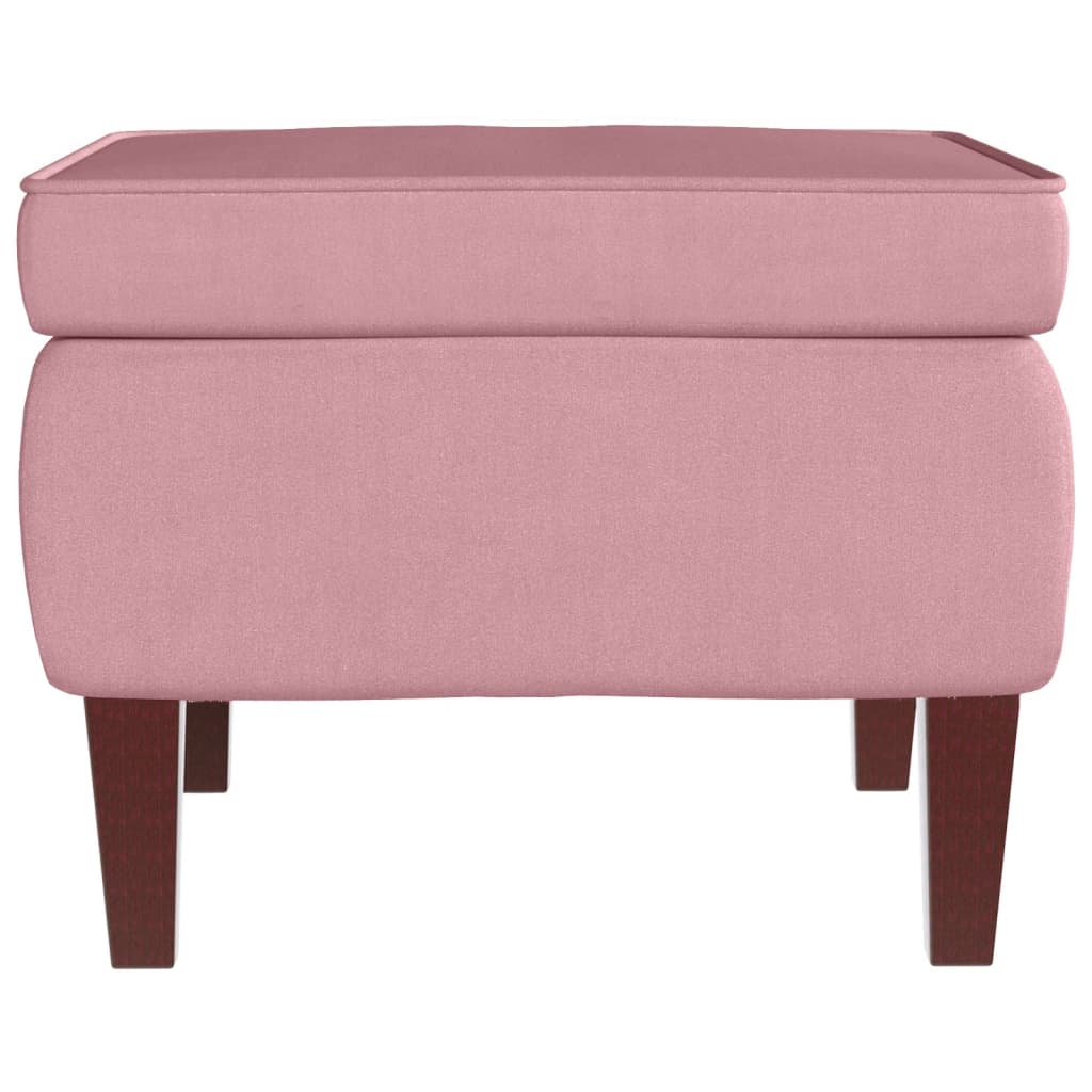 vidaXL Sillón mecedora patas madera y taburete terciopelo rosa