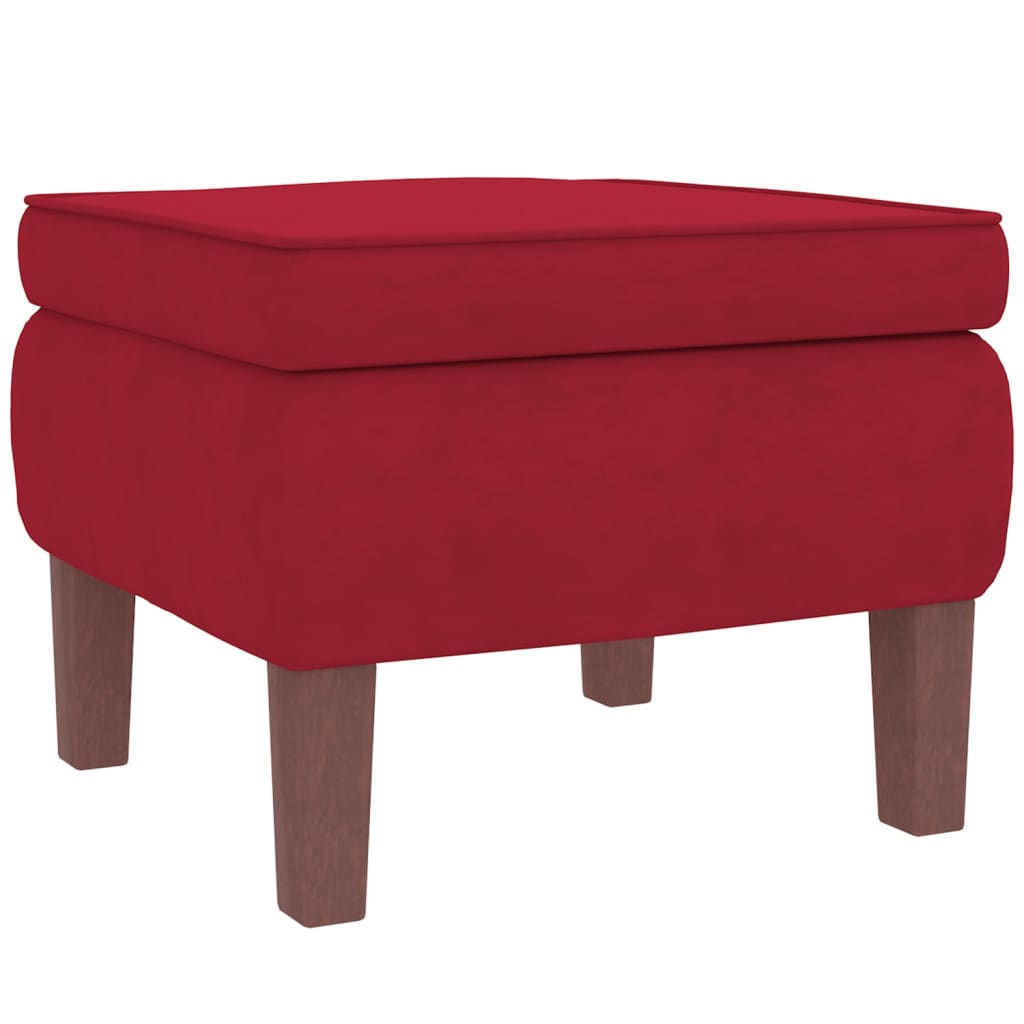 vidaXL Sillón mecedora patas madera y taburete terciopelo rojo vino