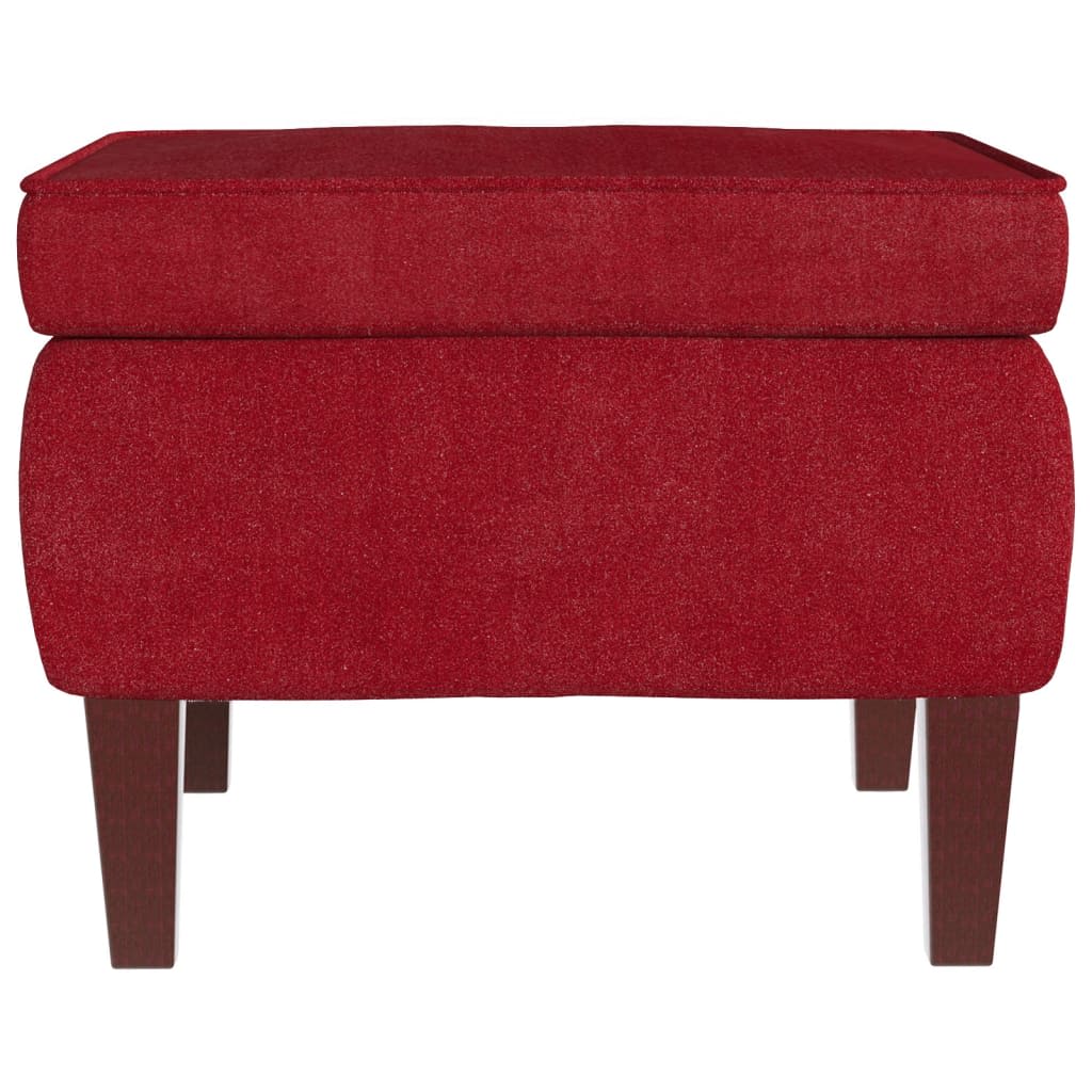 vidaXL Sillón mecedora patas madera y taburete terciopelo rojo vino