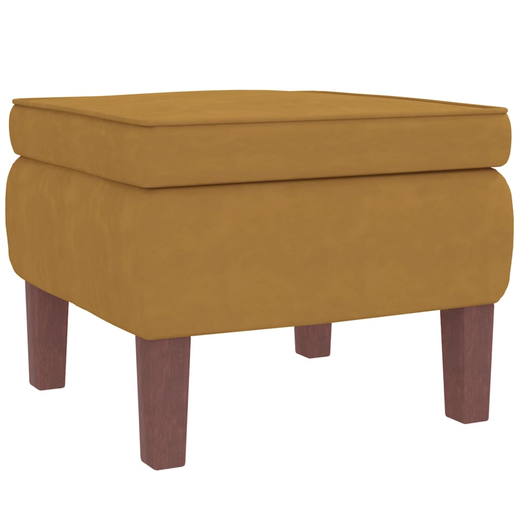 vidaXL Sillón mecedora patas madera y taburete terciopelo marrón