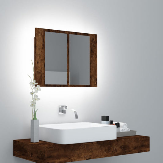 vidaXL Armario con espejo LED madera roble ahumado 60x12x45 cm