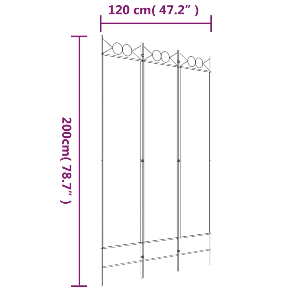 vidaXL Biombo divisor de 3 paneles de tela blanco 120x200 cm