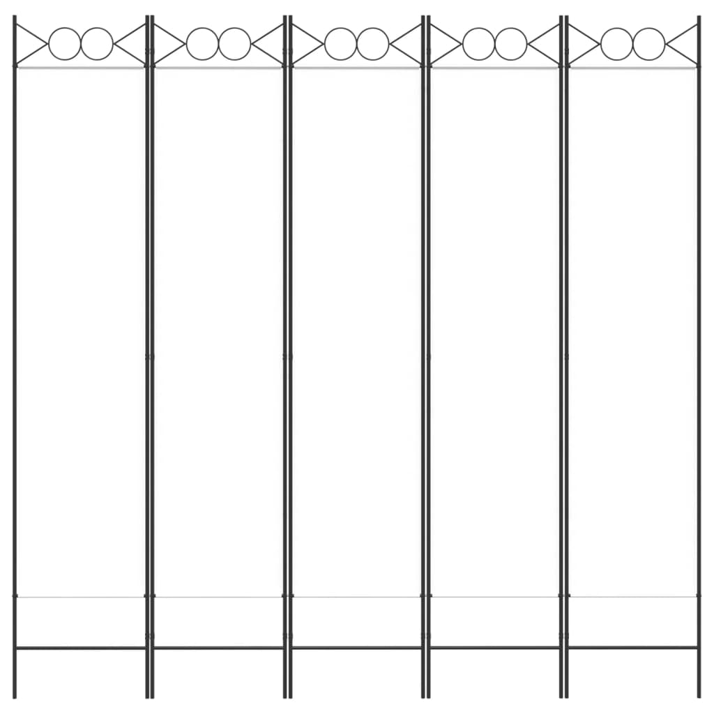 vidaXL Biombo divisor de 5 paneles de tela blanco 200x200 cm