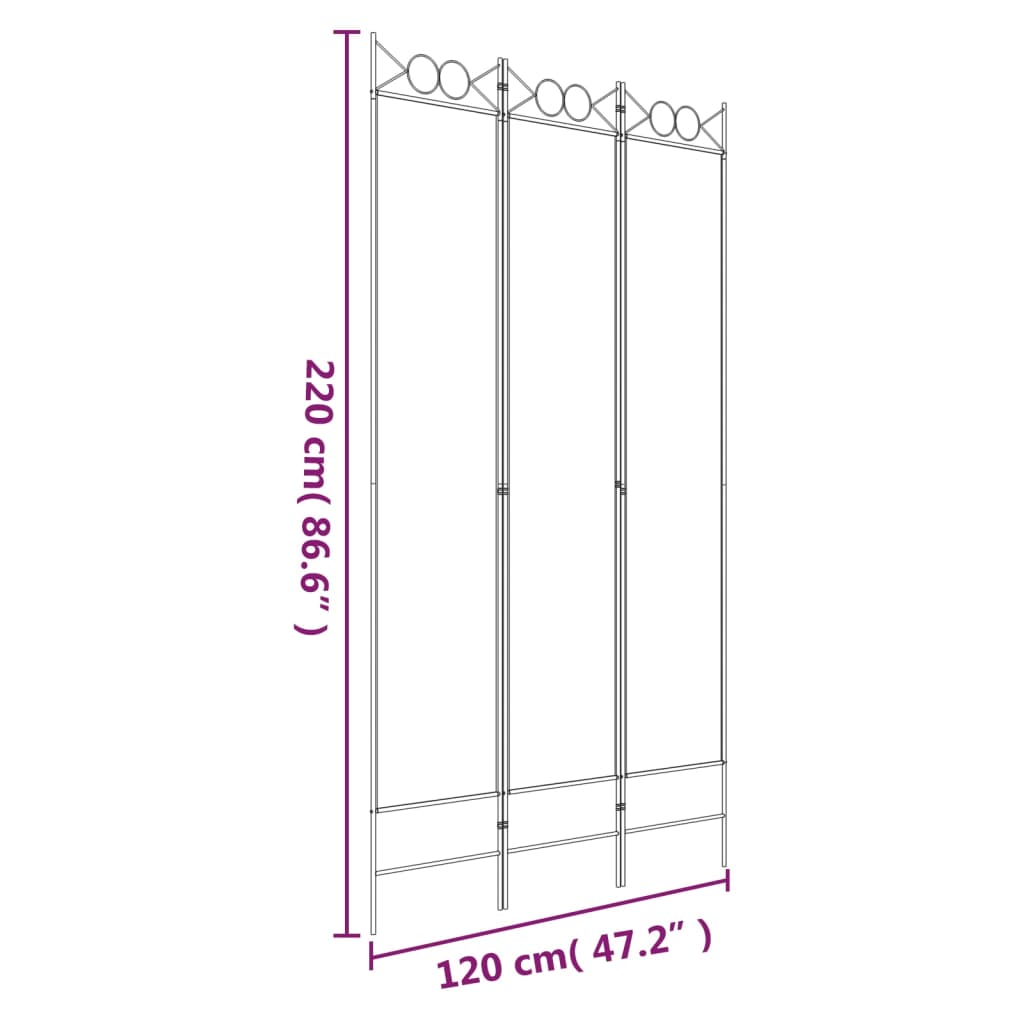 vidaXL Biombo divisor de 3 paneles de tela blanco 120x220 cm