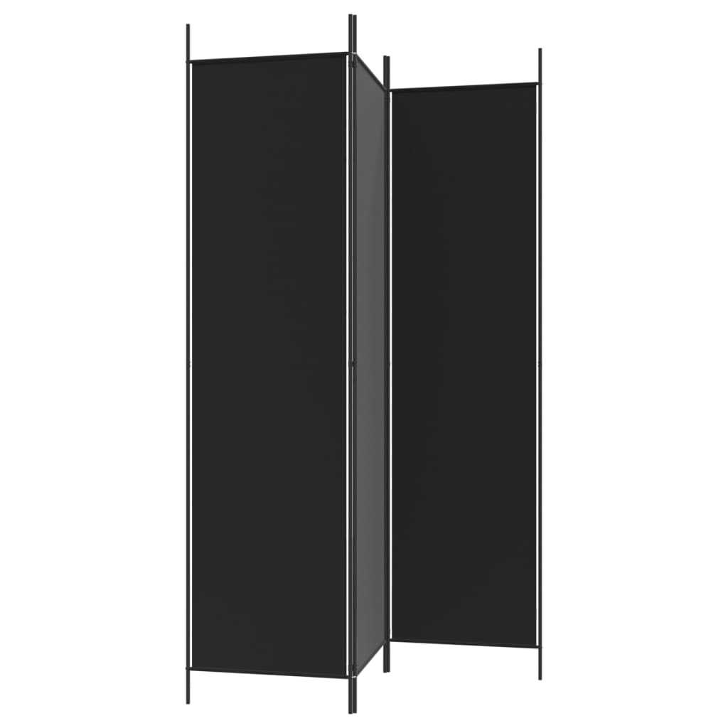 vidaXL Biombo divisor de 3 paneles de tela negro 150x200 cm