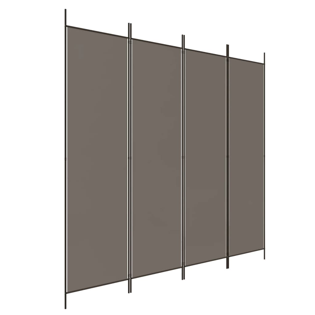 vidaXL Biombo divisor de 4 paneles de tela gris antracita 200x200 cm