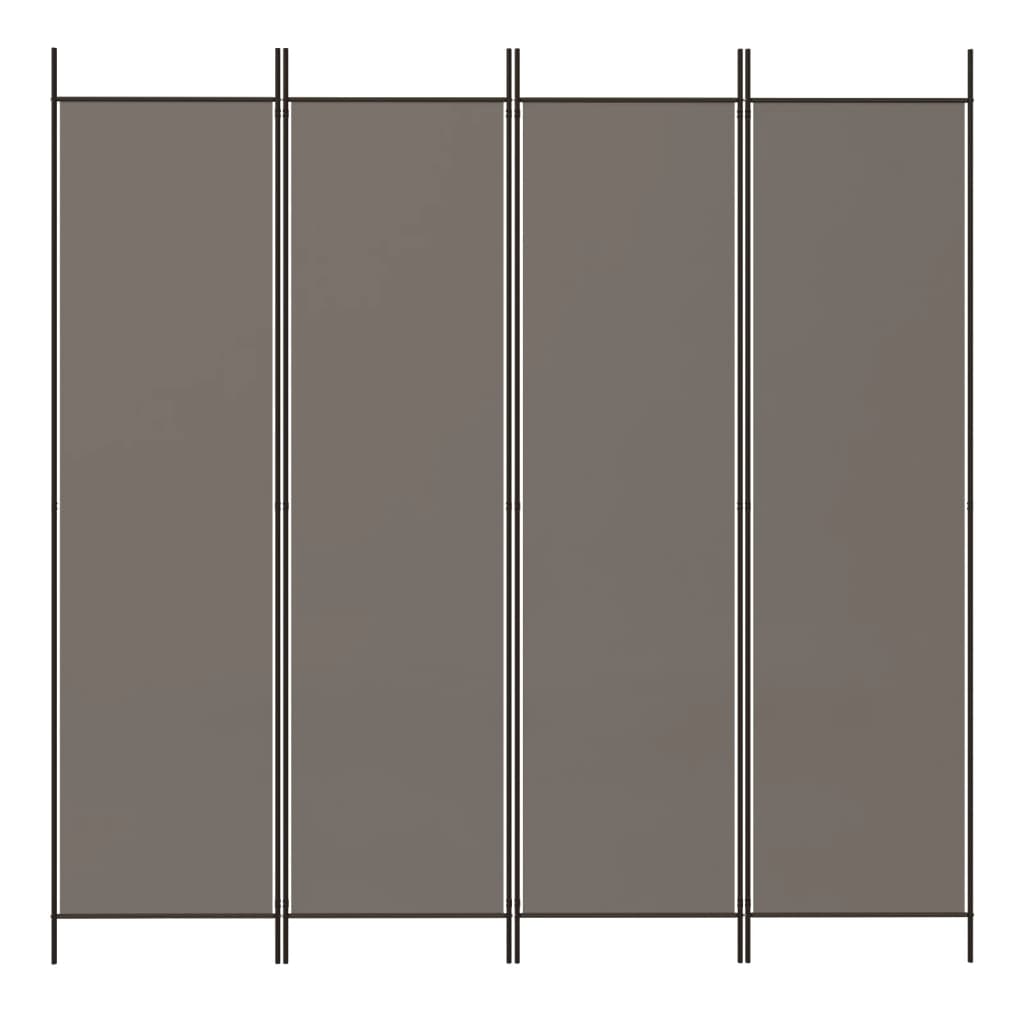 vidaXL Biombo divisor de 4 paneles de tela gris antracita 200x200 cm