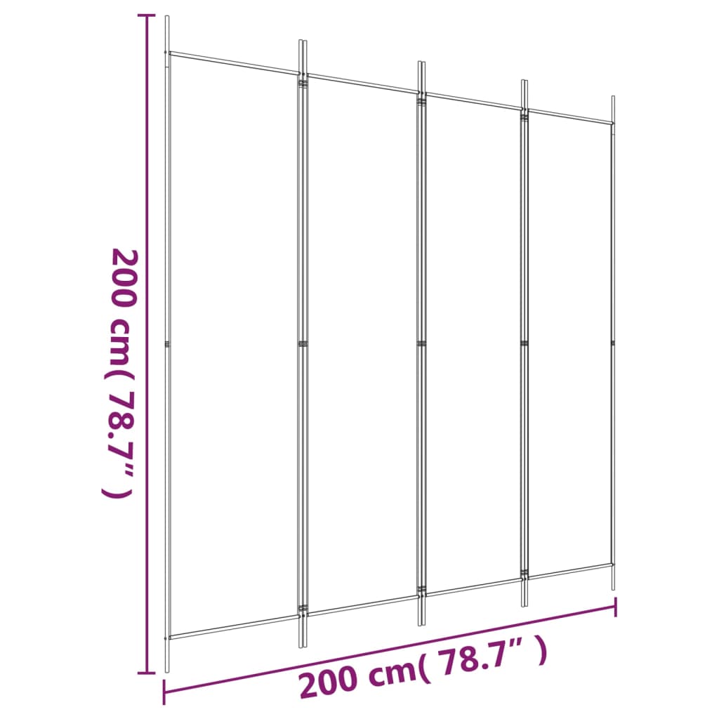 vidaXL Biombo divisor de 4 paneles de tela gris antracita 200x200 cm