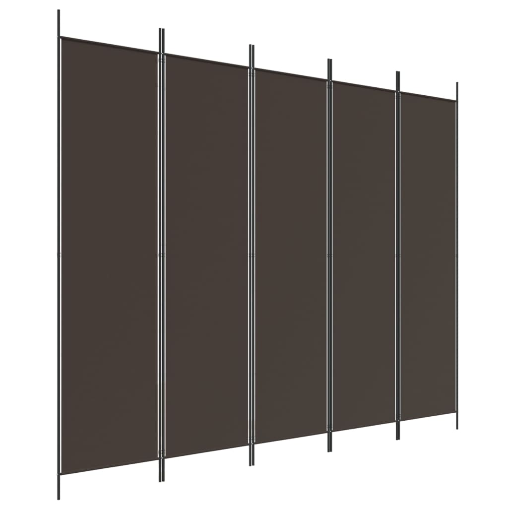 vidaXL Biombo divisor de 5 paneles de tela marrón 250x200 cm