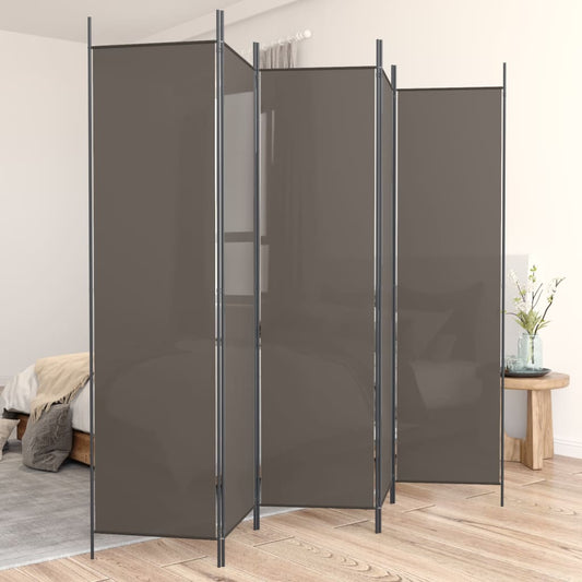 vidaXL Biombo divisor de 5 paneles de tela gris antracita 250x200 cm