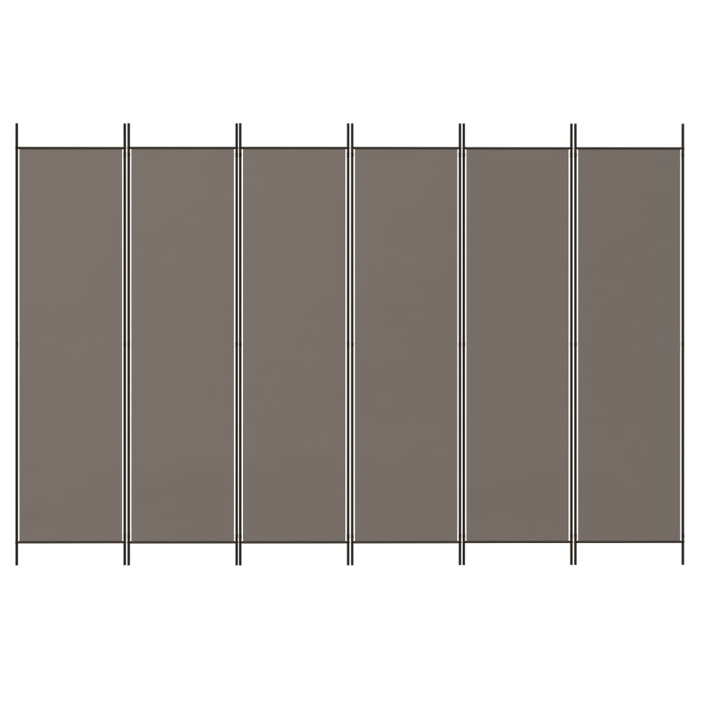 vidaXL Biombo divisor de 6 paneles de tela gris antracita 300x200 cm