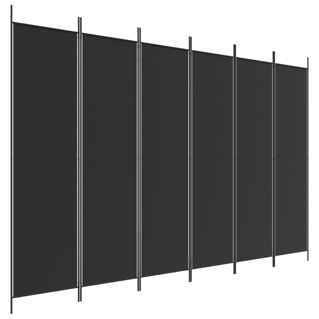 vidaXL Biombo divisor de 6 paneles de tela negro 300x200 cm