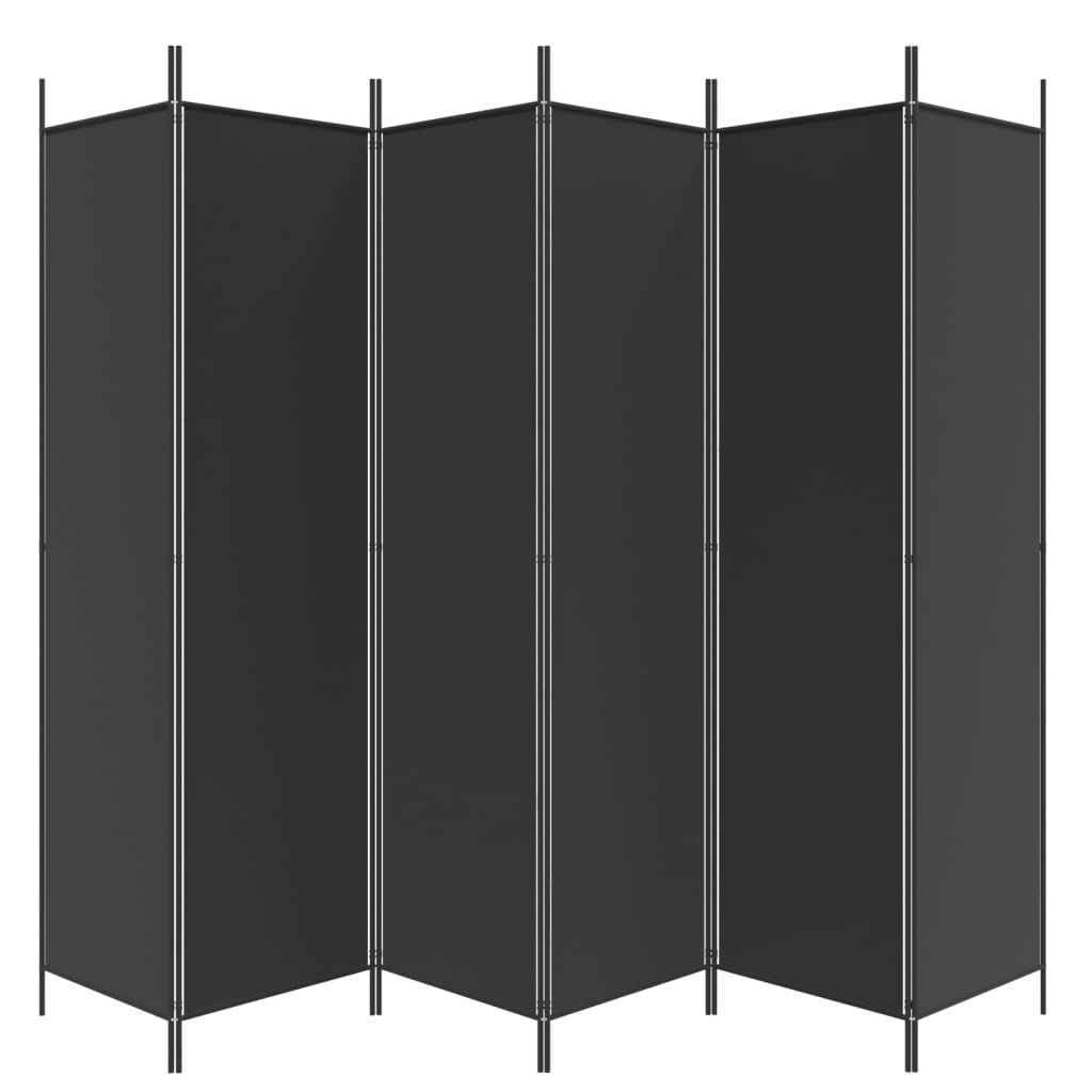 vidaXL Biombo divisor de 6 paneles de tela negro 300x200 cm