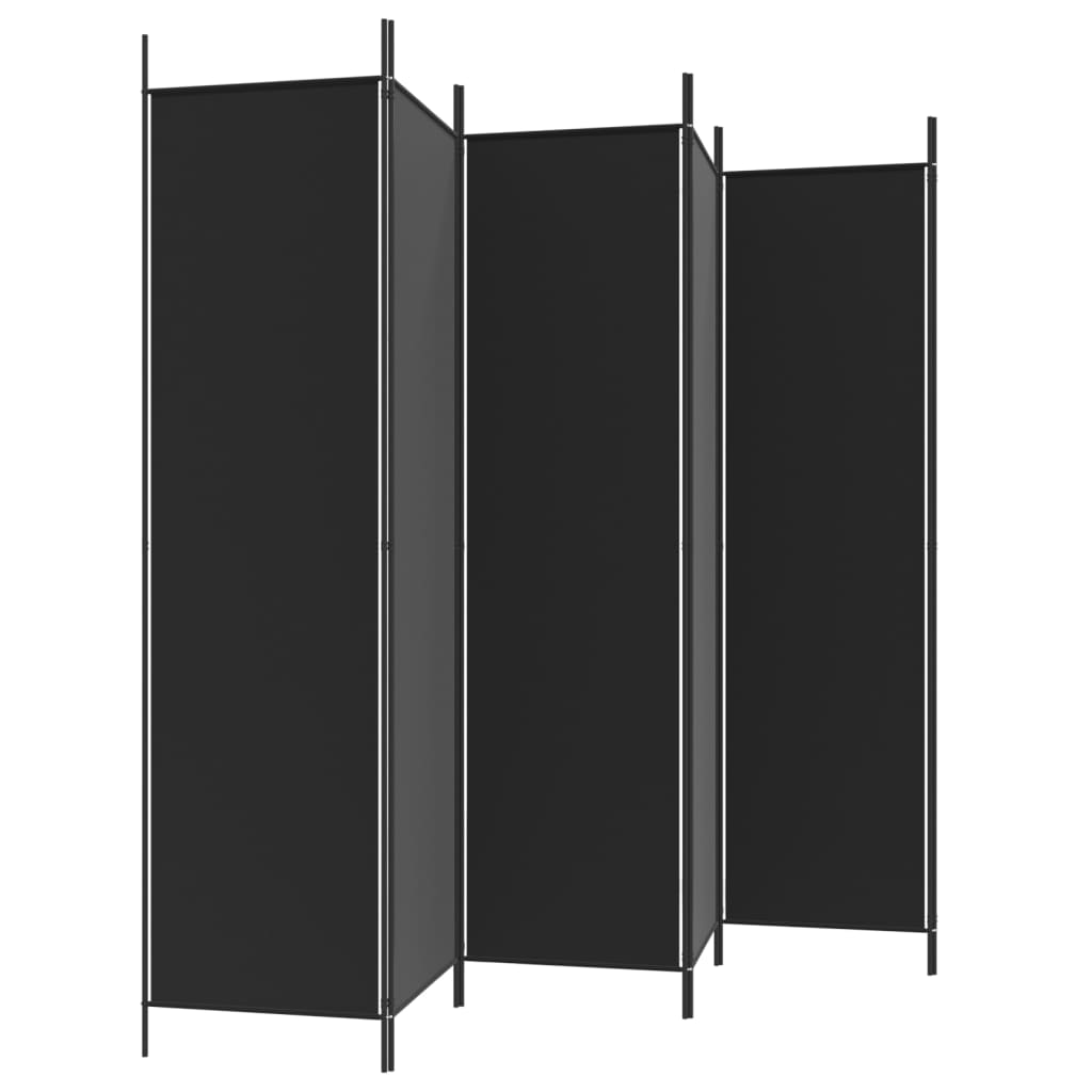 vidaXL Biombo divisor de 6 paneles de tela negro 300x200 cm