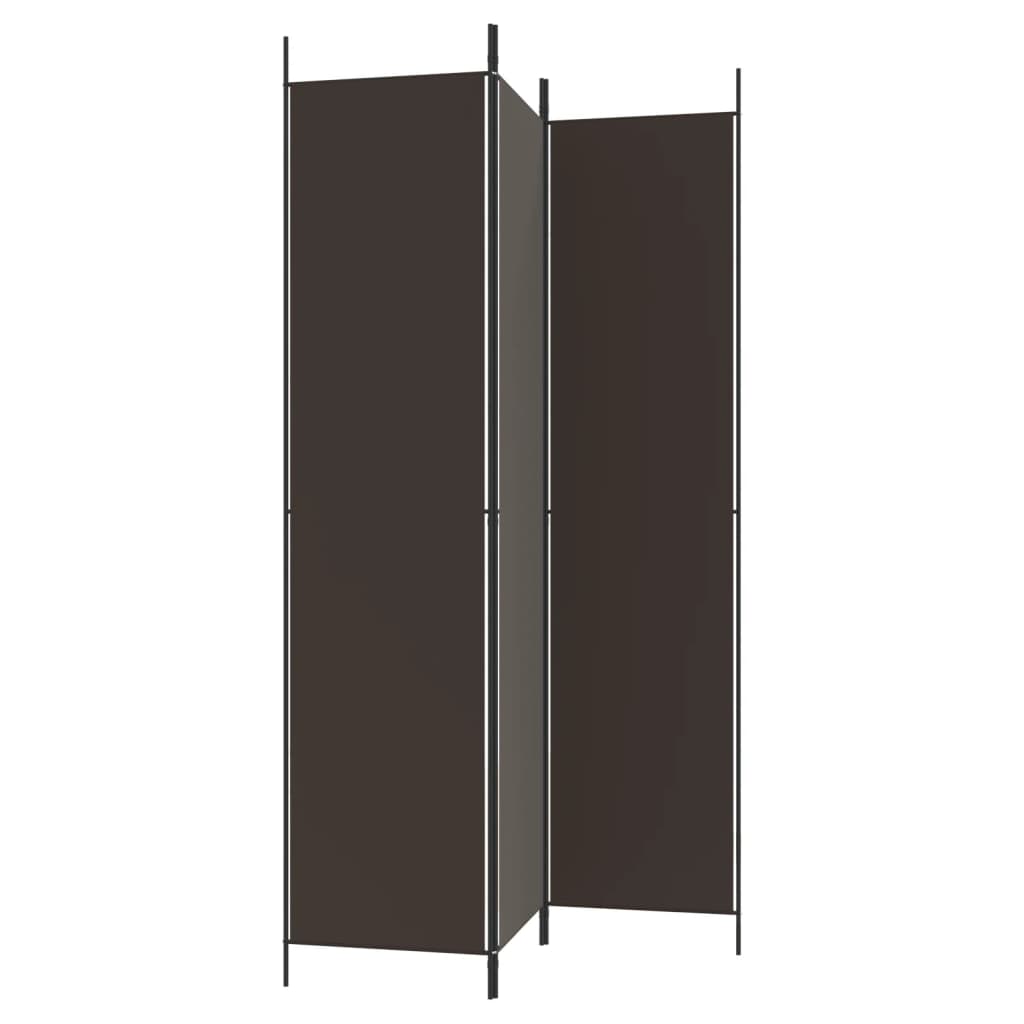 vidaXL Biombo divisor de 3 paneles de tela marrón 150x220 cm