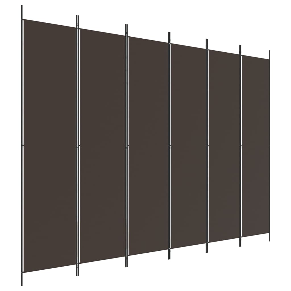 vidaXL Biombo divisor de 6 paneles de tela marrón 300x220 cm