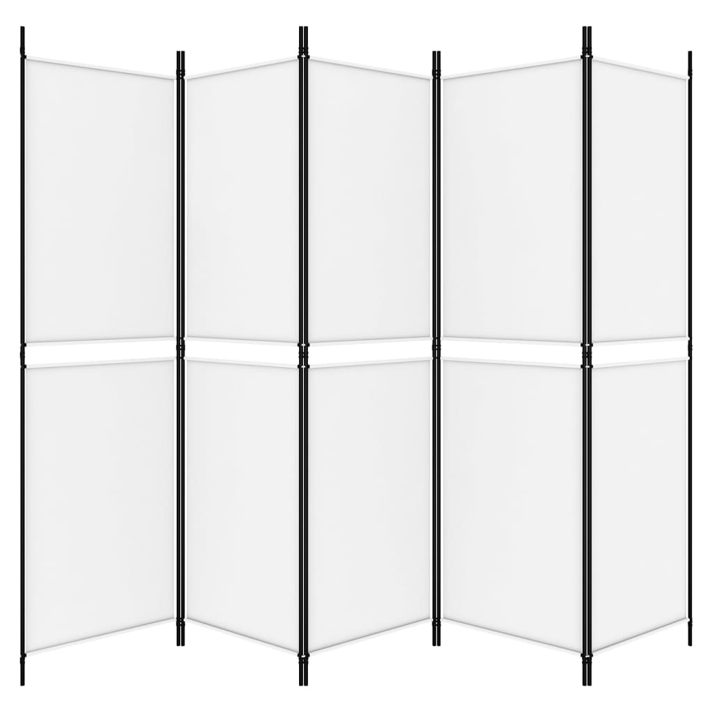 vidaXL Biombo divisor de 5 paneles de tela blanco 250x180 cm