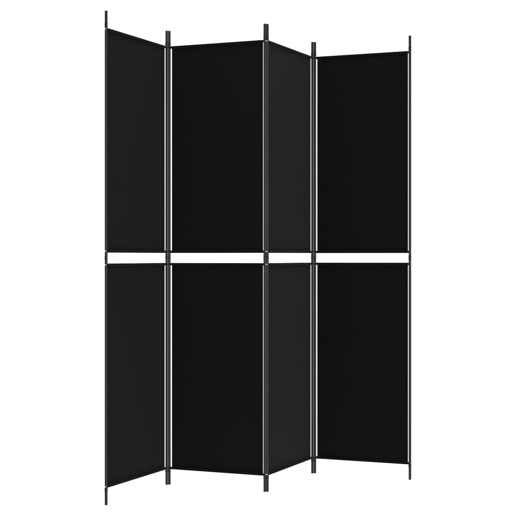 vidaXL Biombo divisor de 4 paneles de tela negro 200x220 cm