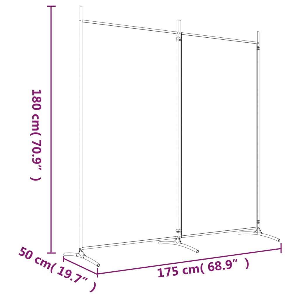 vidaXL Biombo divisor de 2 paneles de tela gris antracita 175x180 cm