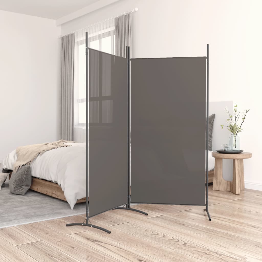 vidaXL Biombo divisor de 2 paneles de tela gris antracita 175x180 cm