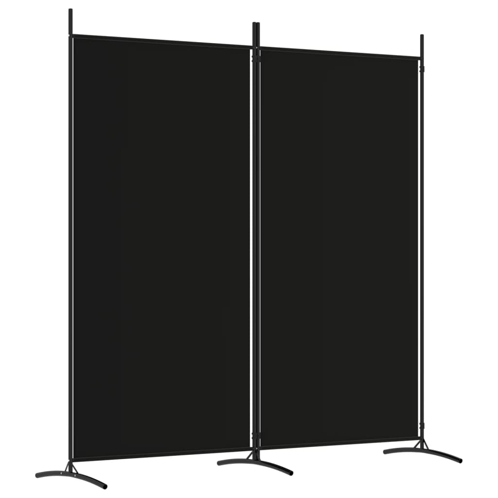 vidaXL Biombo divisor de 2 paneles de tela negro 175x180 cm