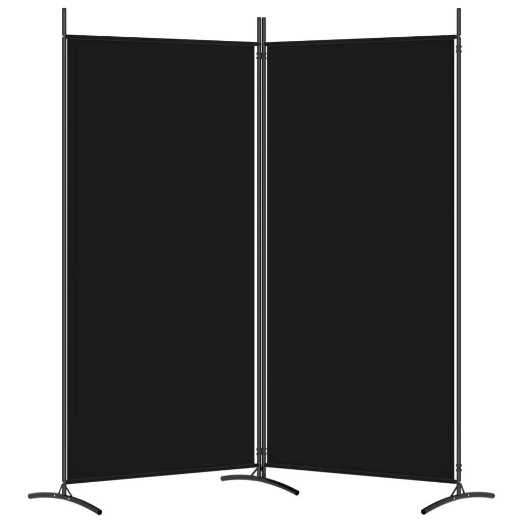 vidaXL Biombo divisor de 2 paneles de tela negro 175x180 cm