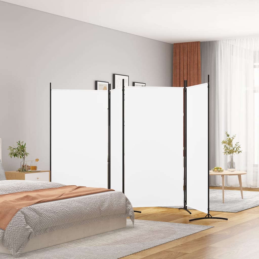 vidaXL Biombo divisor de 4 paneles de tela blanco 346x180 cm