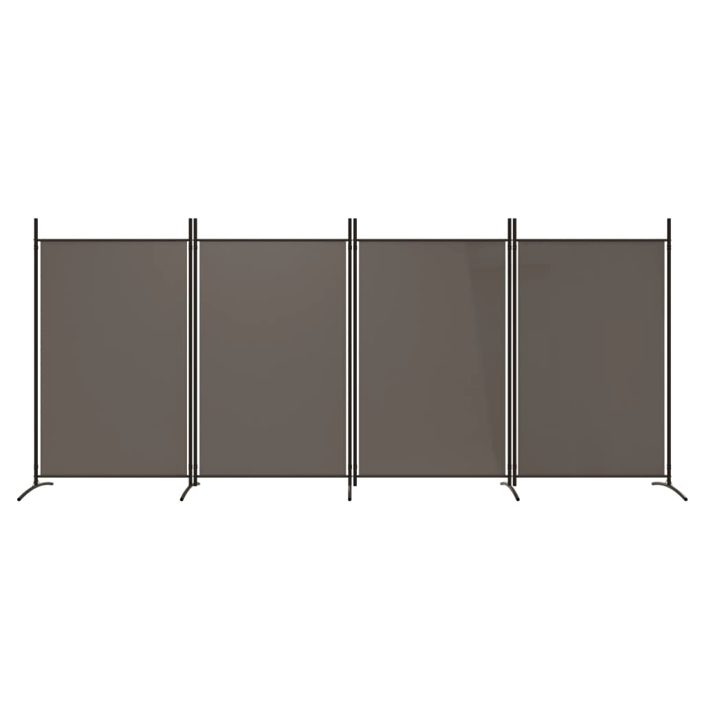 vidaXL Biombo divisor de 4 paneles de tela gris antracita 346x180 cm