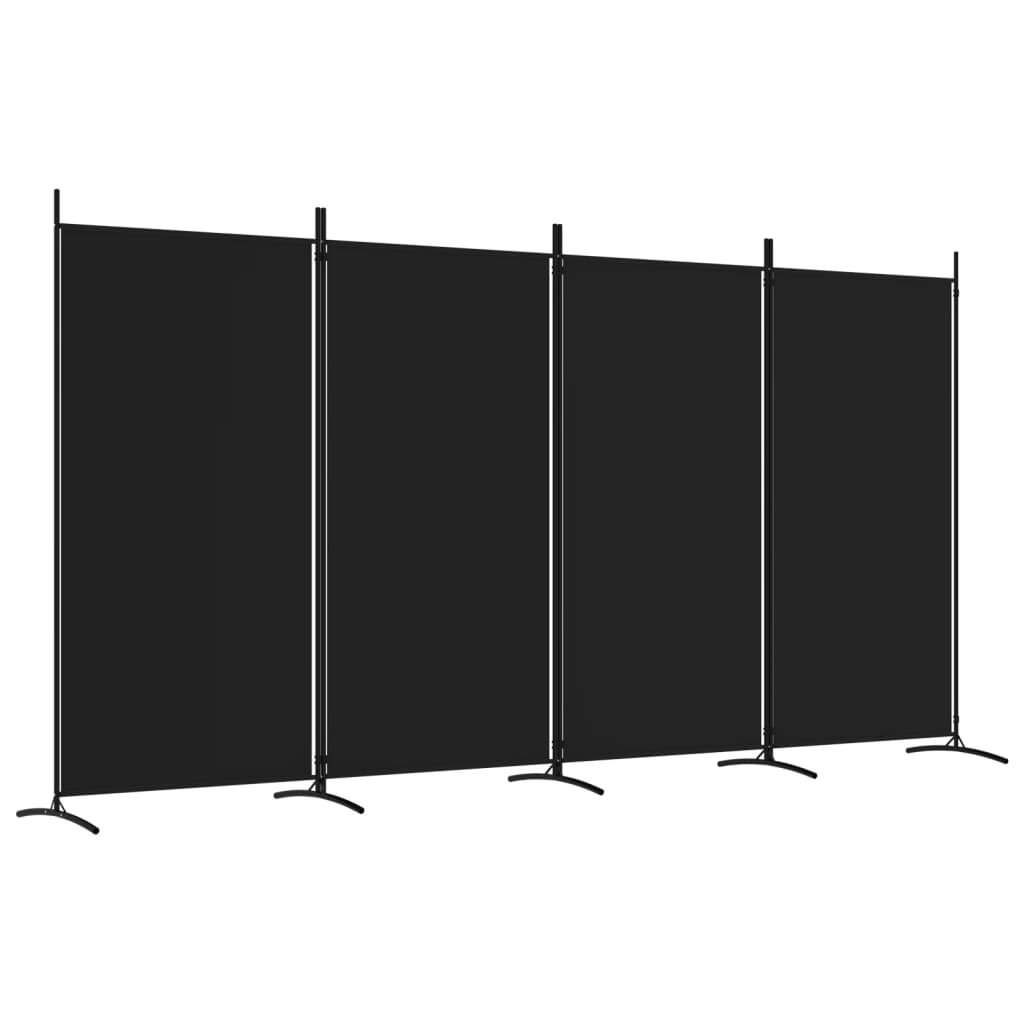 vidaXL Biombo divisor de 4 paneles de tela negro 346x180 cm