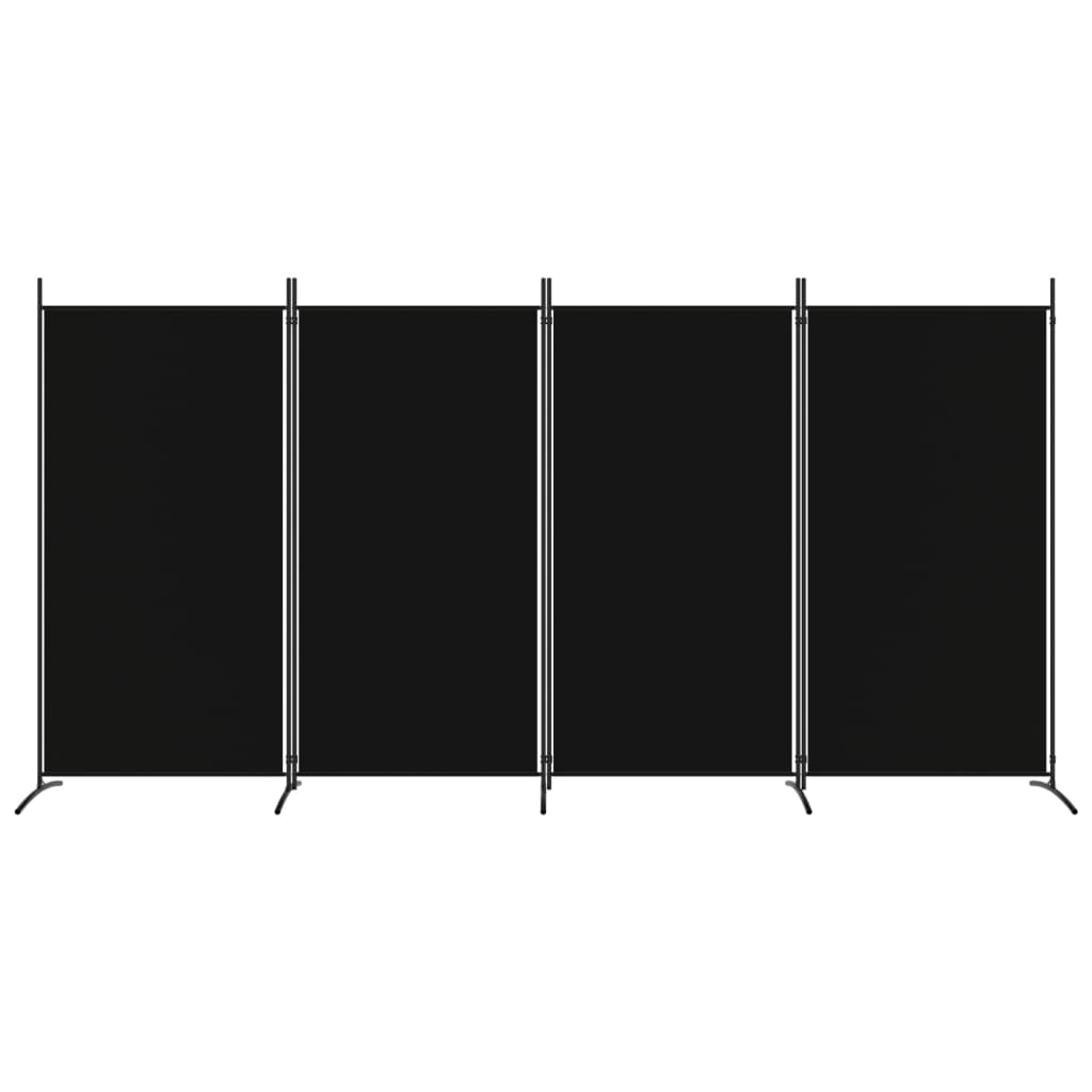 vidaXL Biombo divisor de 4 paneles de tela negro 346x180 cm