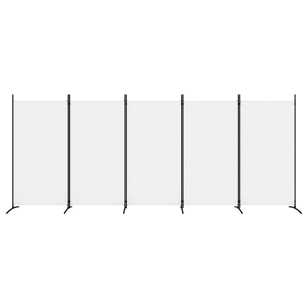 vidaXL Biombo divisor de 5 paneles de tela blanco 433x180 cm