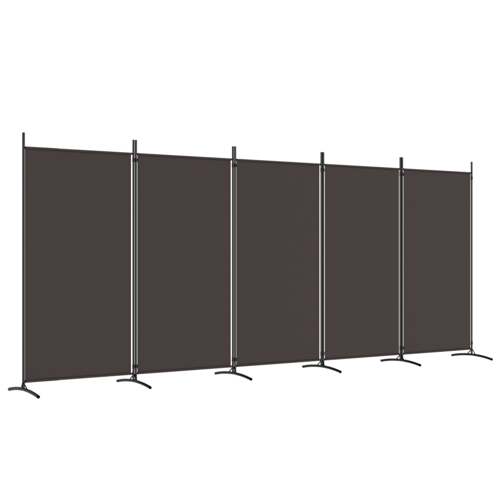 vidaXL Biombo divisor de 5 paneles de tela marrón 433x180 cm